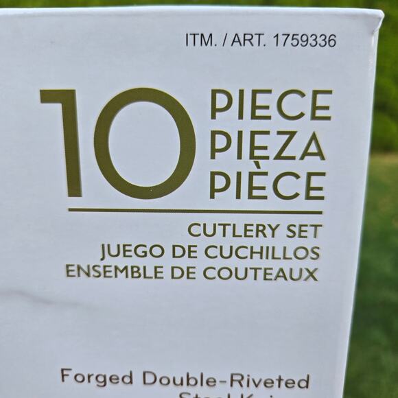 NIB Skandia 10 Piece Cutlery Set With Block Full Tang Double-Riveted - Picture 2 of 13